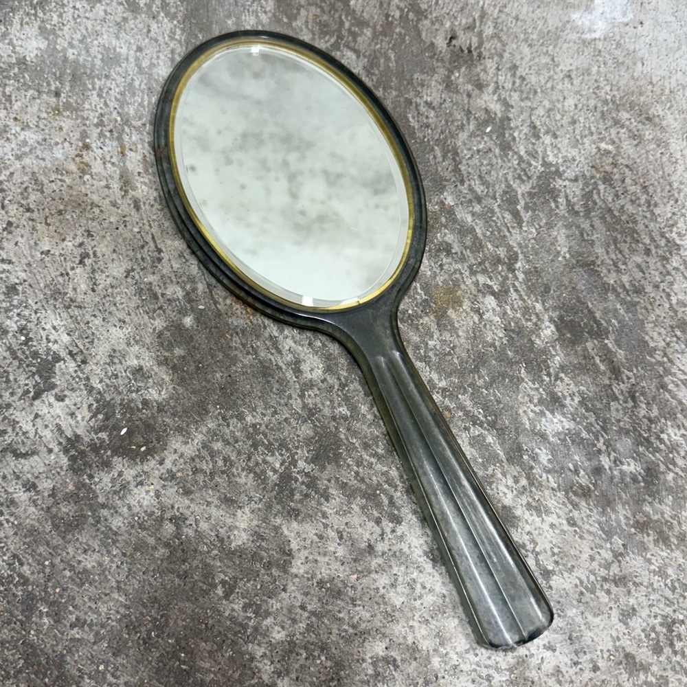 Vintage Jade Vanity Hand Mirror Retro Double Sided 12”